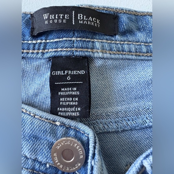 WHBM Girlfriend Denim Jeans Size 6 Rhinestones Light Wash Distressed Western - Picture 2 of 16